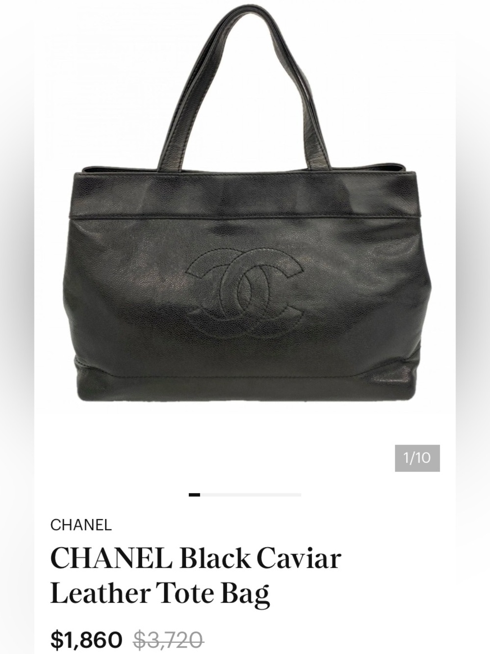 Chanel Coco Mark Black Caviar
Leather Tote (Pre-Owned-good condition) - Picture 12 of 12